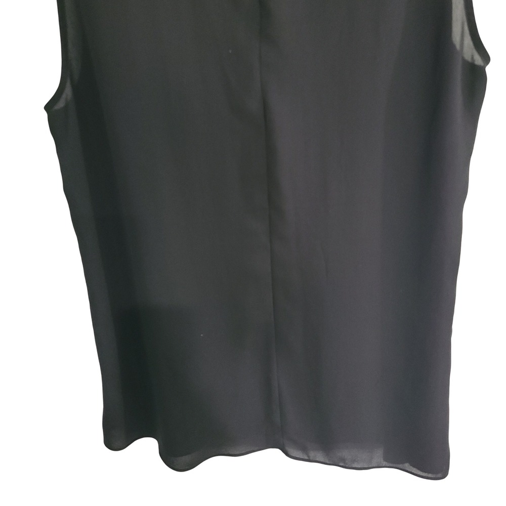 White House Black Market Black White Colorblock Sleeveless Shell Blouse Large - Picture 6 of 12